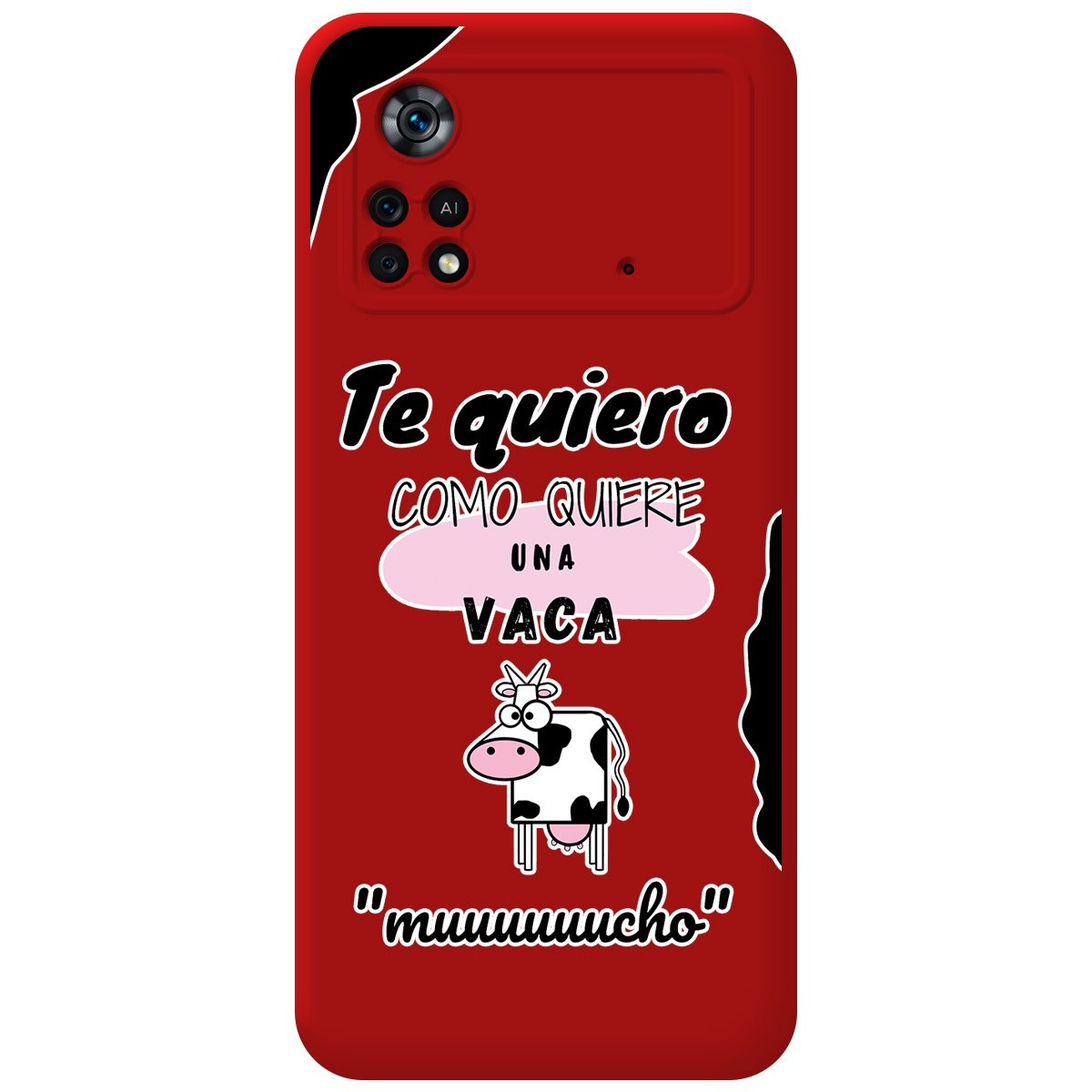 Funda Silicona Líquida Roja para Xiaomi POCO X4 Pro 5G diseño Vaca Dibujos