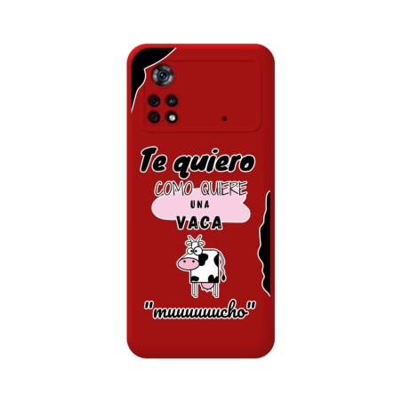 Funda Silicona Líquida Roja para Xiaomi POCO X4 Pro 5G diseño Vaca Dibujos