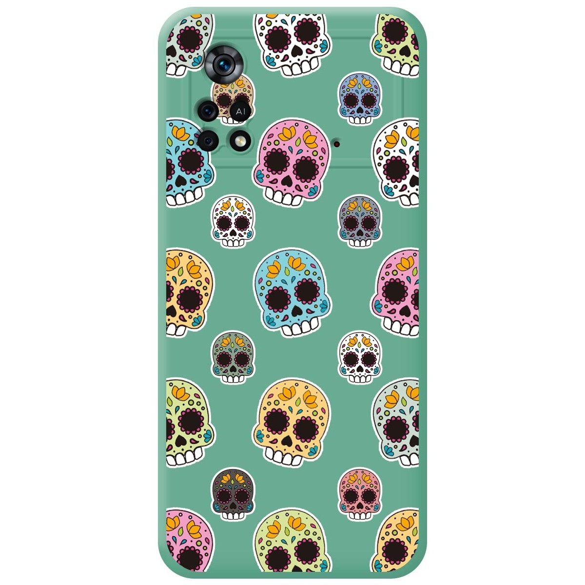 Funda Silicona Líquida Verde para Xiaomi POCO X4 Pro 5G diseño Catrina Dibujos
