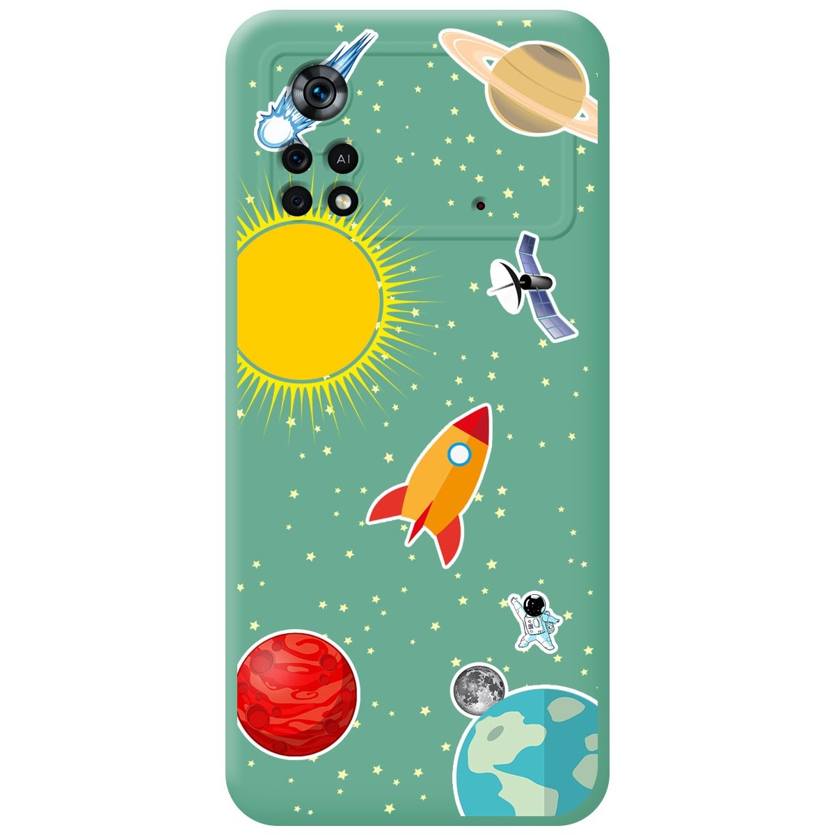 Funda Silicona Líquida Verde para Xiaomi POCO X4 Pro 5G diseño Espacio Dibujos