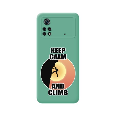 Funda Silicona Líquida Verde para Xiaomi POCO X4 Pro 5G diseño Hombre Escalada Dibujos