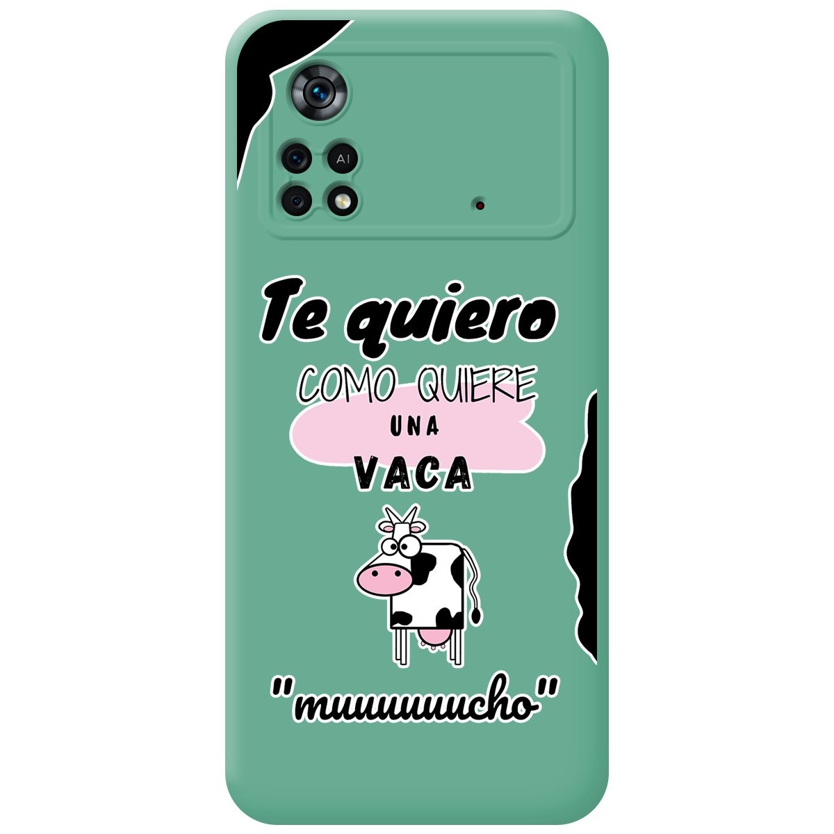 Funda Silicona Líquida Verde para Xiaomi POCO X4 Pro 5G diseño Vaca Dibujos