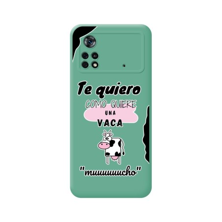 Funda Silicona Líquida Verde para Xiaomi POCO X4 Pro 5G diseño Vaca Dibujos
