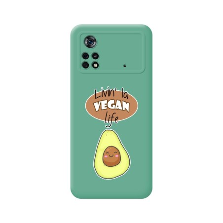 Funda Silicona Líquida Verde para Xiaomi POCO X4 Pro 5G diseño Vegan Life Dibujos