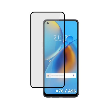 Protector Cristal Templado Completo 5D Full Glue Negro para Oppo A76 / A96 Vidrio