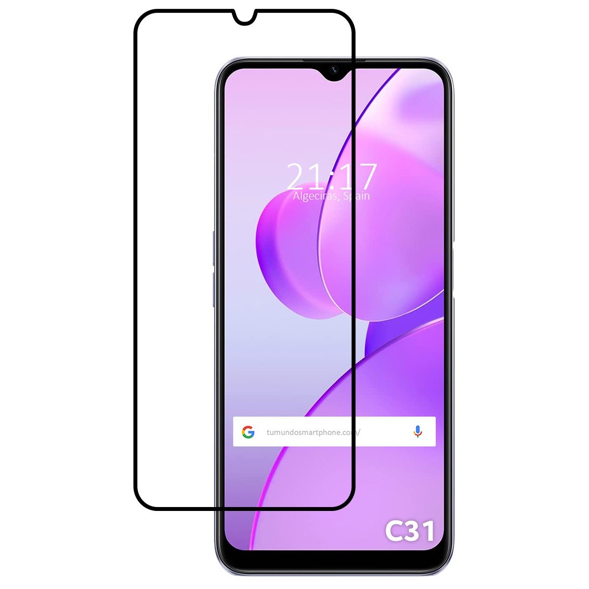 Protector Cristal Templado Completo 5D Full Glue Negro para Realme C31 Vidrio