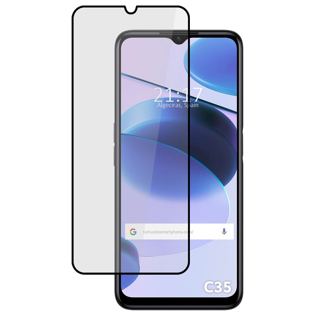 Protector Cristal Templado Completo 5D Full Glue Negro para Realme C35 Vidrio