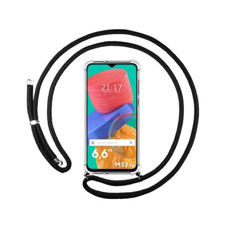 Funda Colgante Transparente para Samsung Galaxy M33 5G con Cordon Negro