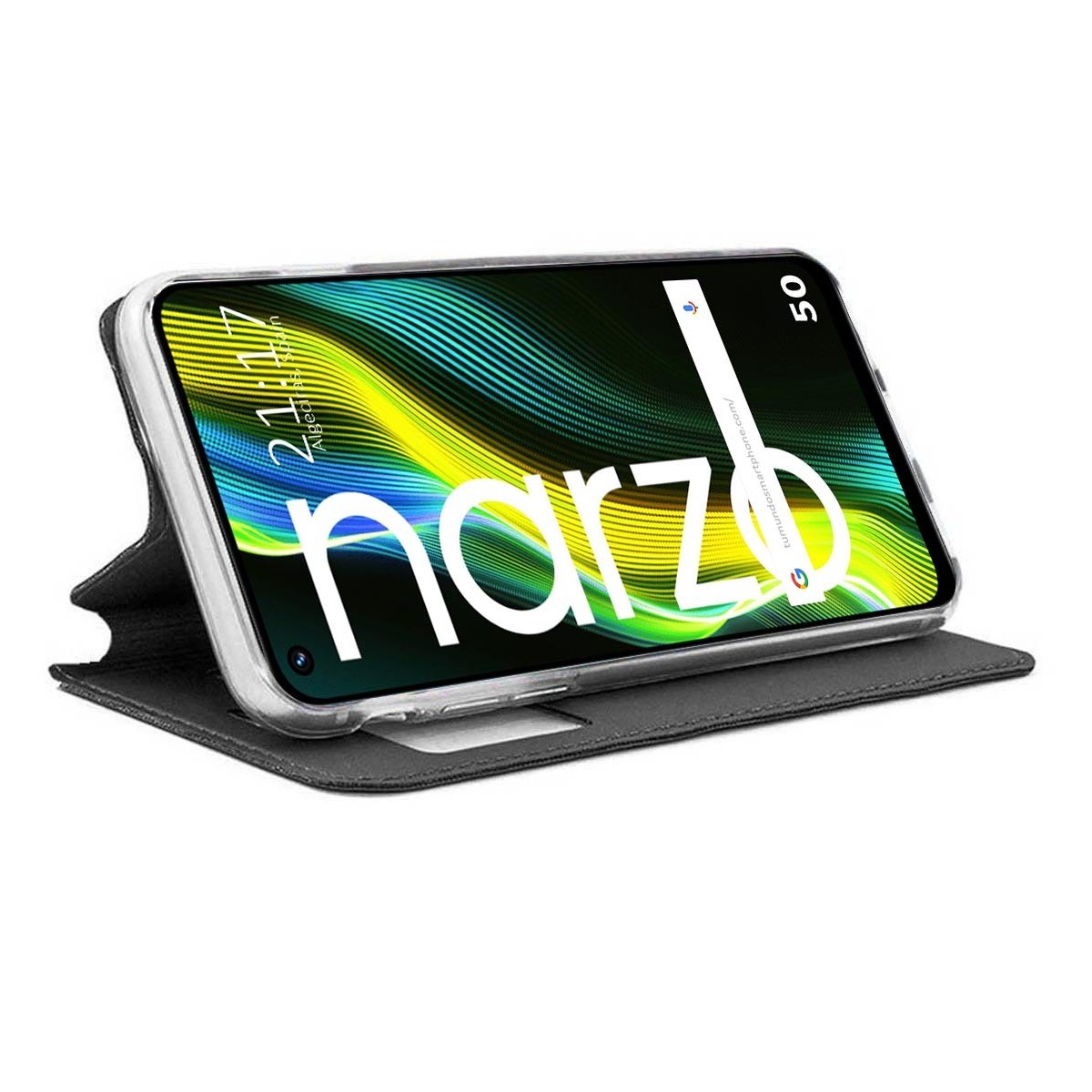 Funda Libro Soporte con Ventana para Realme Narzo 50 Color Negra