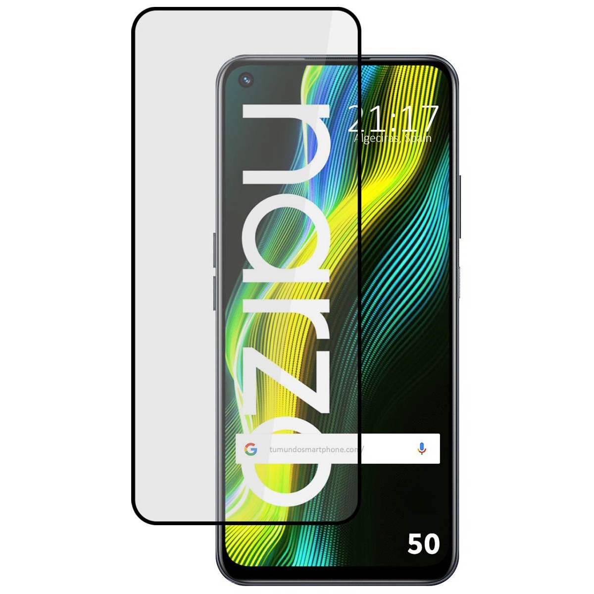 Protector Cristal Templado Completo 5D Full Glue Negro para Realme Narzo 50 Vidrio