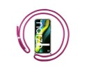Funda Colgante Transparente para Realme Narzo 50 con Cordon Rosa Fucsia
