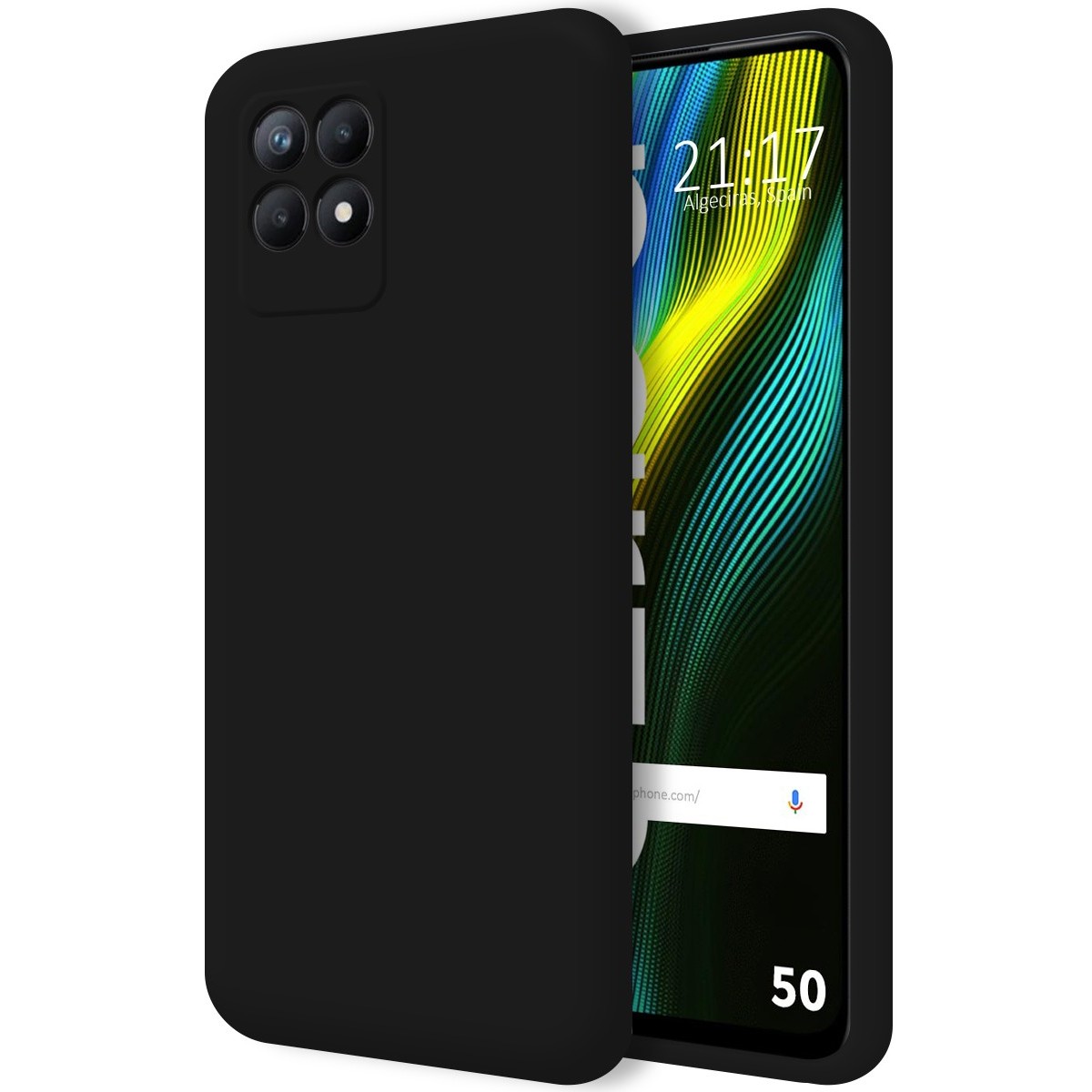 Funda Silicona Líquida Ultra Suave para Realme Narzo 50 Color Negra