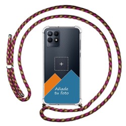 Personaliza tu Funda Colgante Transparente para Realme Narzo 50 con Cordon Rosa/Dorado Dibujo Personalizada