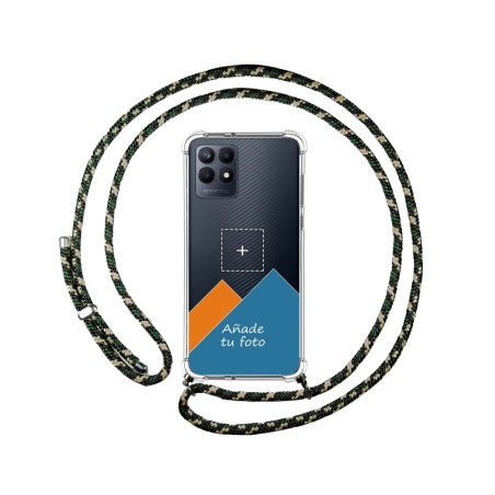 Personaliza tu Funda Colgante Transparente para Realme Narzo 50 con Cordon Verde/Dorado Dibujo Personalizada