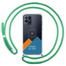 Personaliza tu Funda Colgante Transparente para Realme Narzo 50 con Cordon Verde Agua Dibujo Personalizada