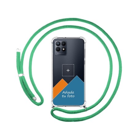 Personaliza tu Funda Colgante Transparente para Realme Narzo 50 con Cordon Verde Agua Dibujo Personalizada