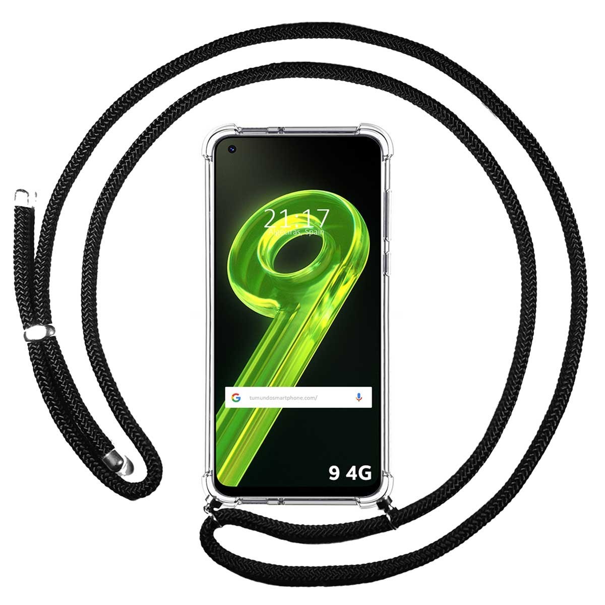 Funda Colgante Transparente para Realme 9 4G con Cordon Negro