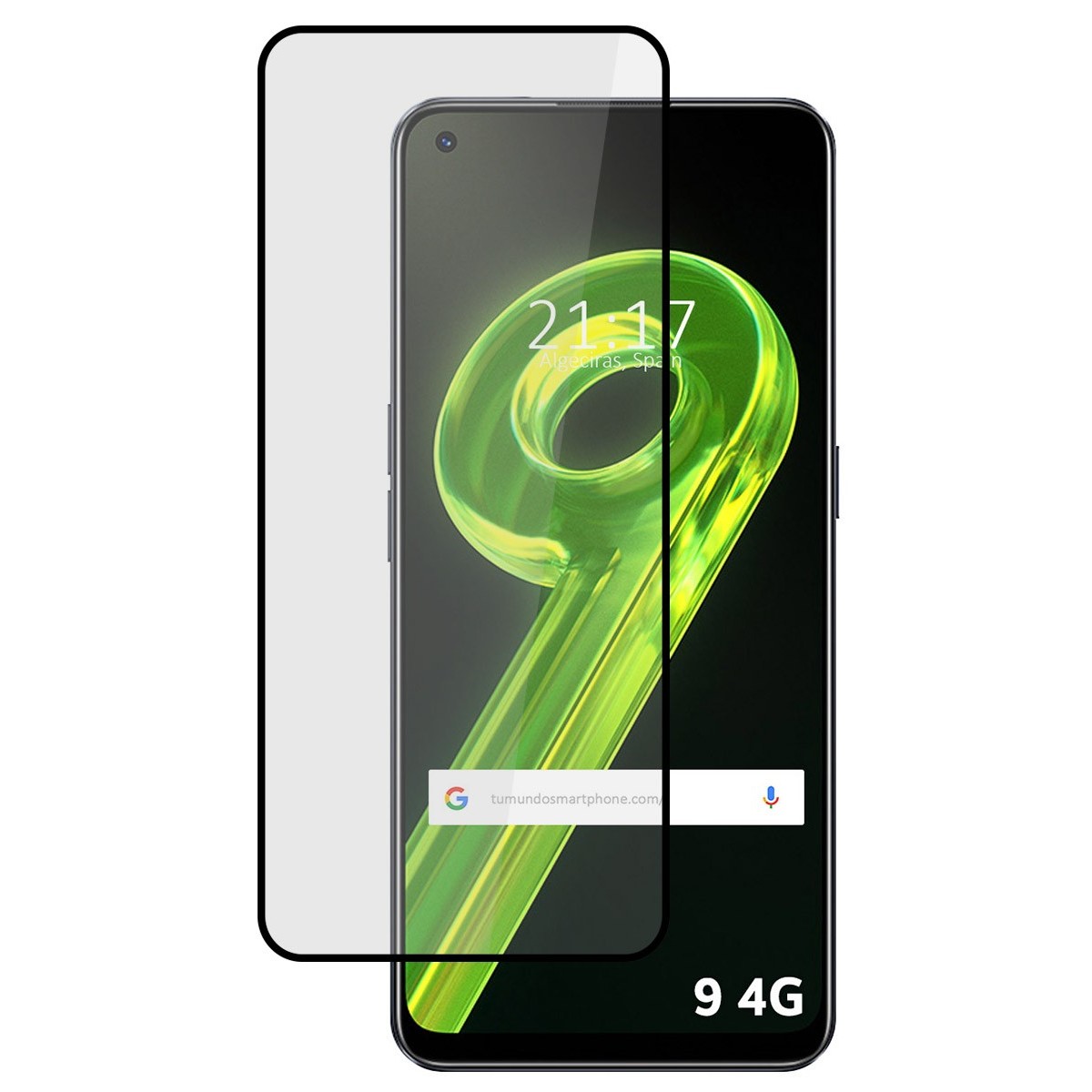 Protector Cristal Templado Completo 5D Full Glue Negro para Realme 9 4G Vidrio