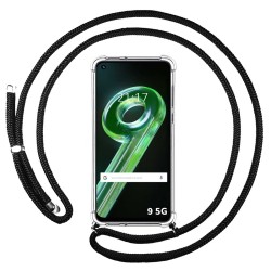 Funda Colgante Transparente para Realme 9 5G con Cordon Negro