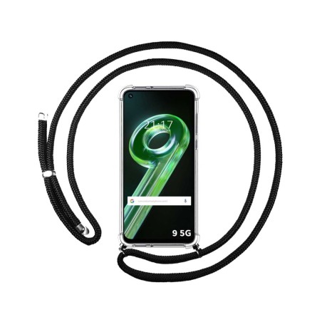 Funda Colgante Transparente para Realme 9 5G con Cordon Negro