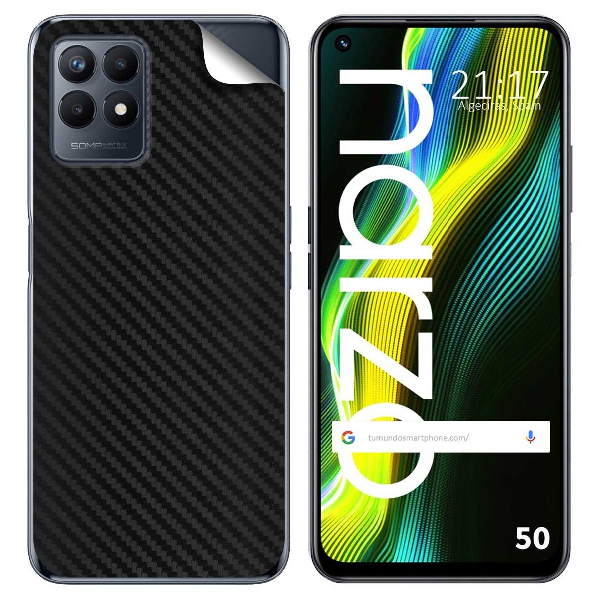 Pegatina Vinilo Autoadhesiva Textura Carbono para Realme Narzo 50