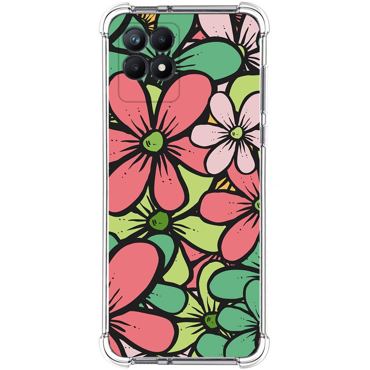 Funda Silicona Antigolpes para Realme Narzo 50 diseño Flores 02 Dibujos