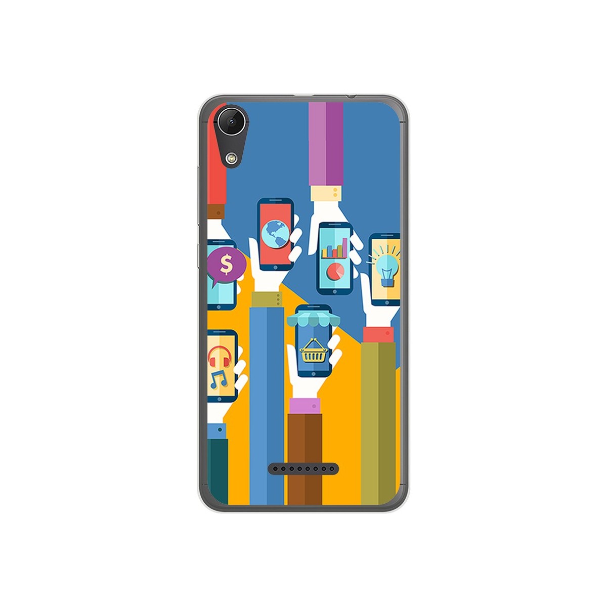 Funda Gel Tpu para Wiko Lenny4 Diseño Apps Dibujos
