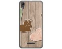 Funda Gel Tpu para Wiko Lenny4 Diseño Corazones Madera Dibujos