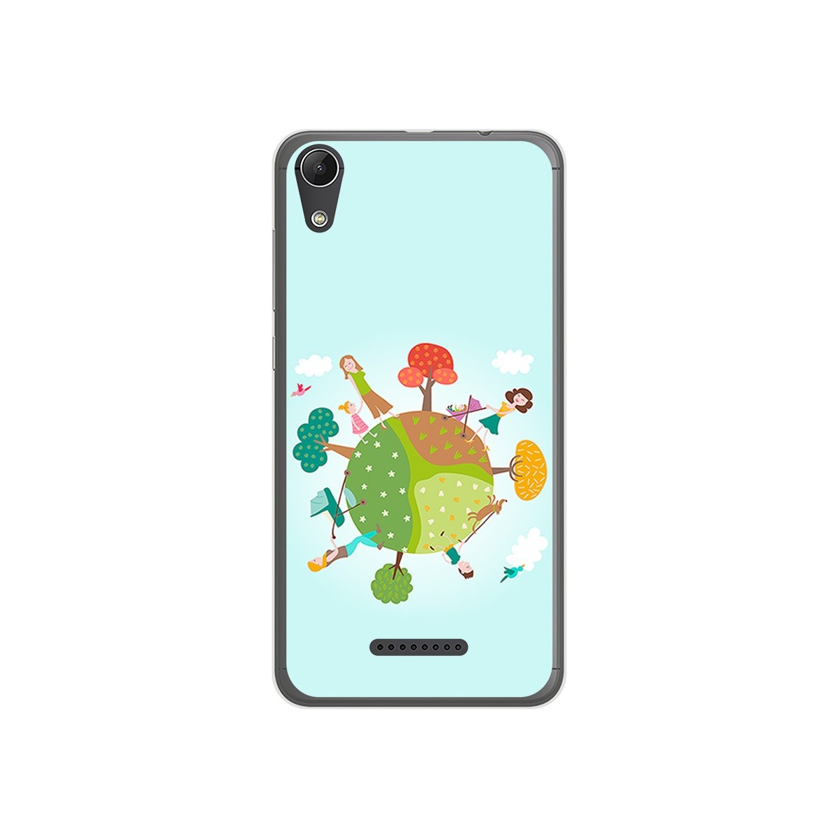 Funda Gel Tpu para Wiko Lenny4 Diseño Familia Dibujos