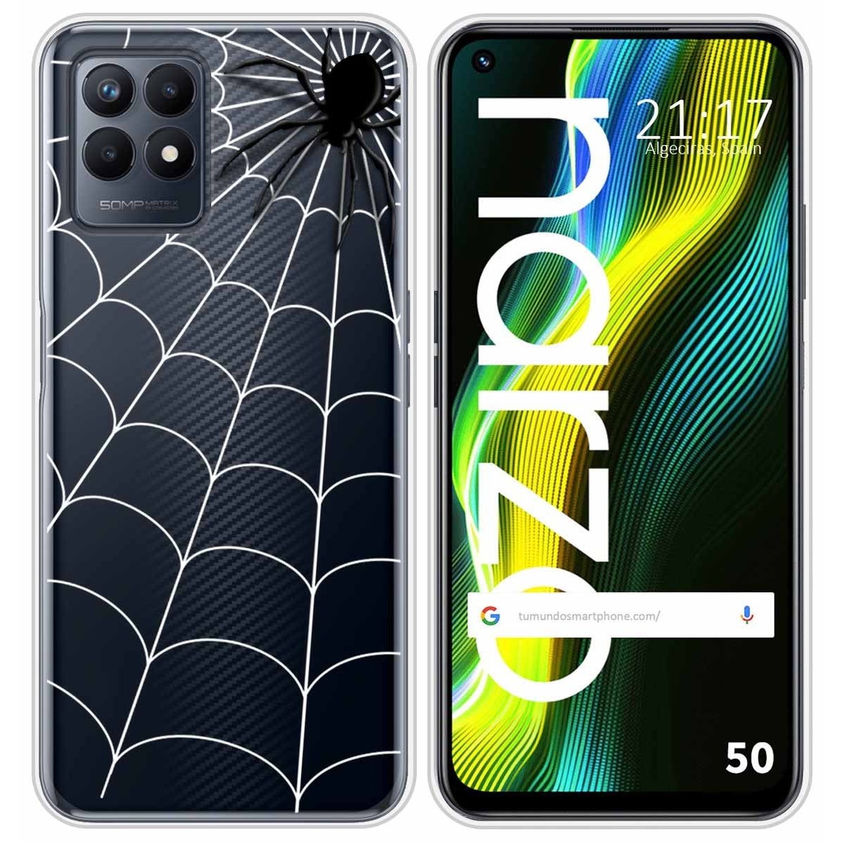 Funda Silicona Transparente para Realme Narzo 50 diseño Araña Dibujos
