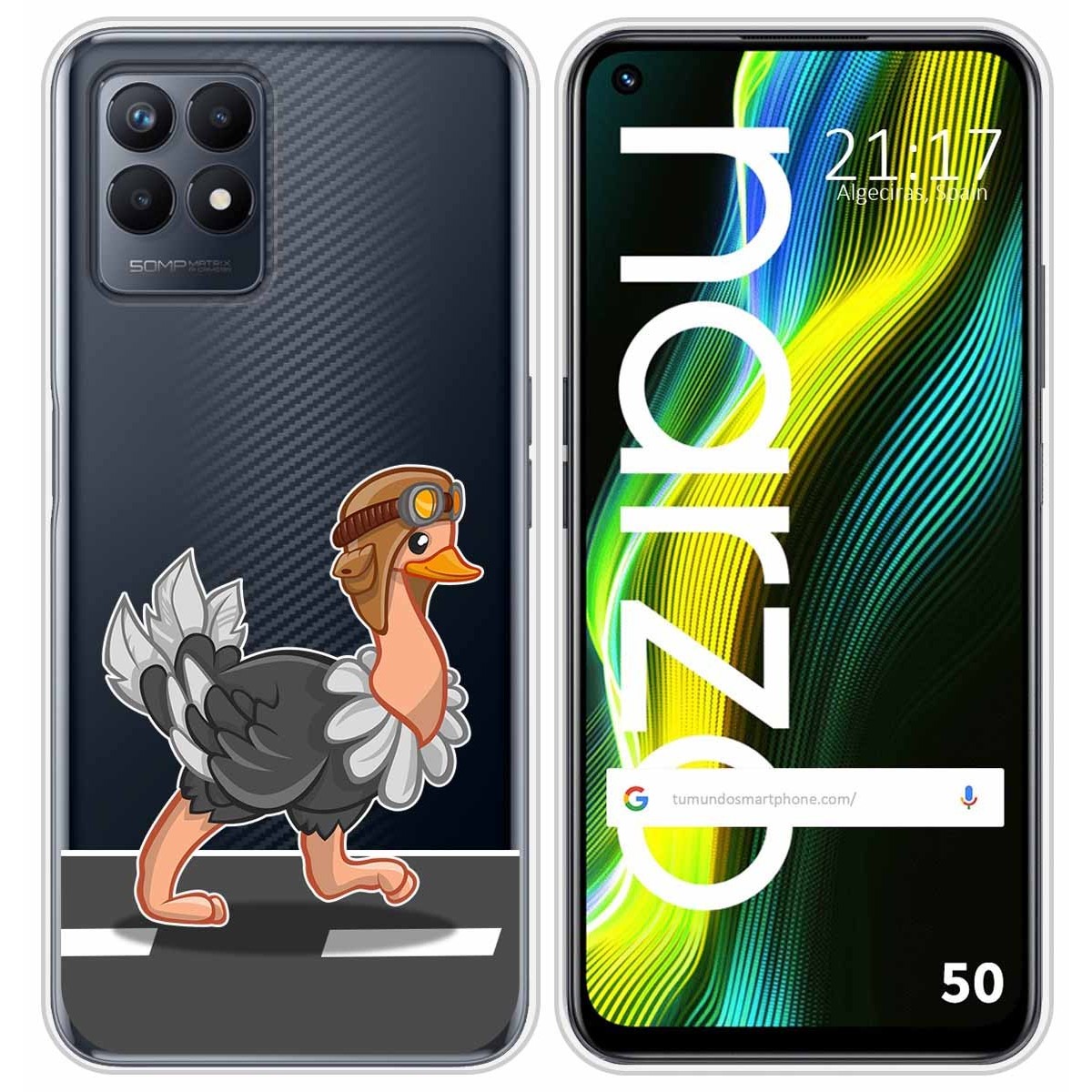 Funda Silicona Transparente para Realme Narzo 50 diseño Avestruz Dibujos