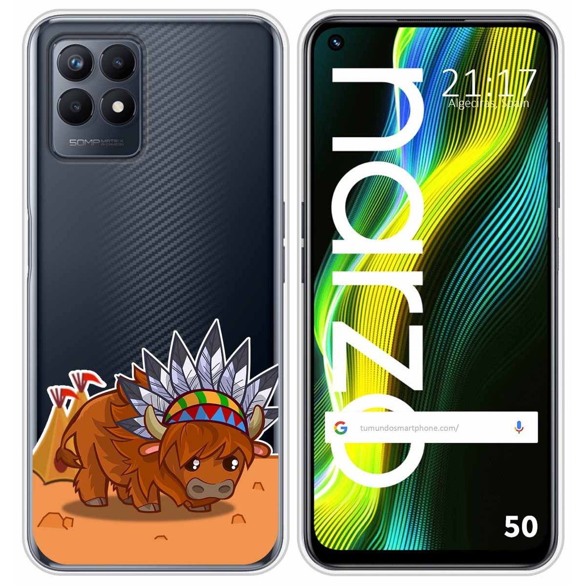 Funda Silicona Transparente para Realme Narzo 50 diseño Bufalo Dibujos