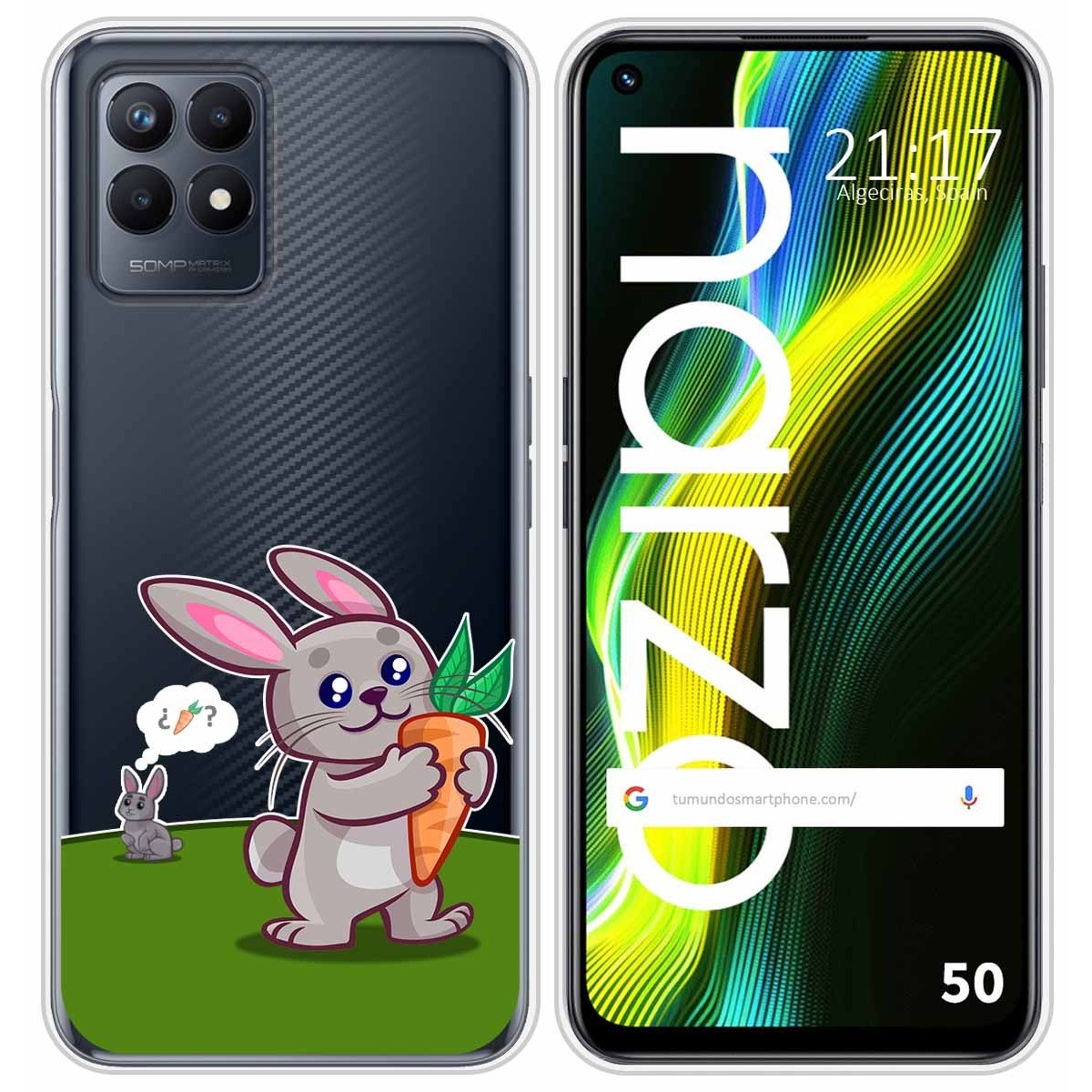 Funda Silicona Transparente para Realme Narzo 50 diseño Conejo Dibujos