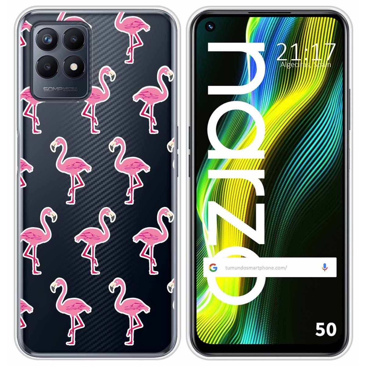 Funda Silicona Transparente para Realme Narzo 50 diseño Flamenco Dibujos