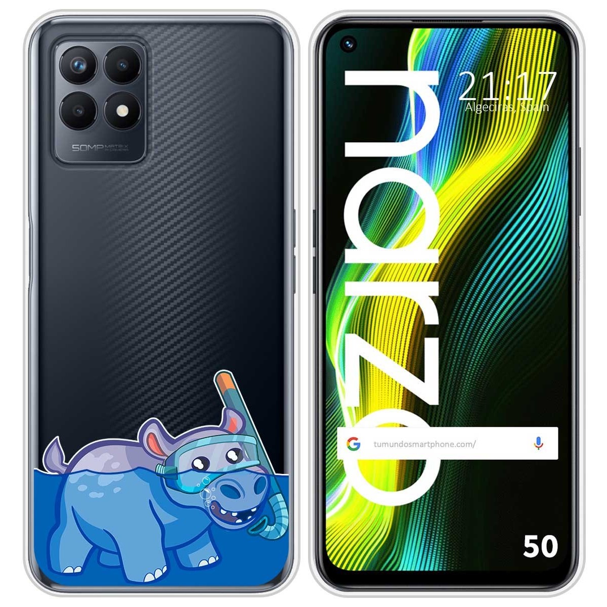 Funda Silicona Transparente para Realme Narzo 50 diseño Hipo Dibujos