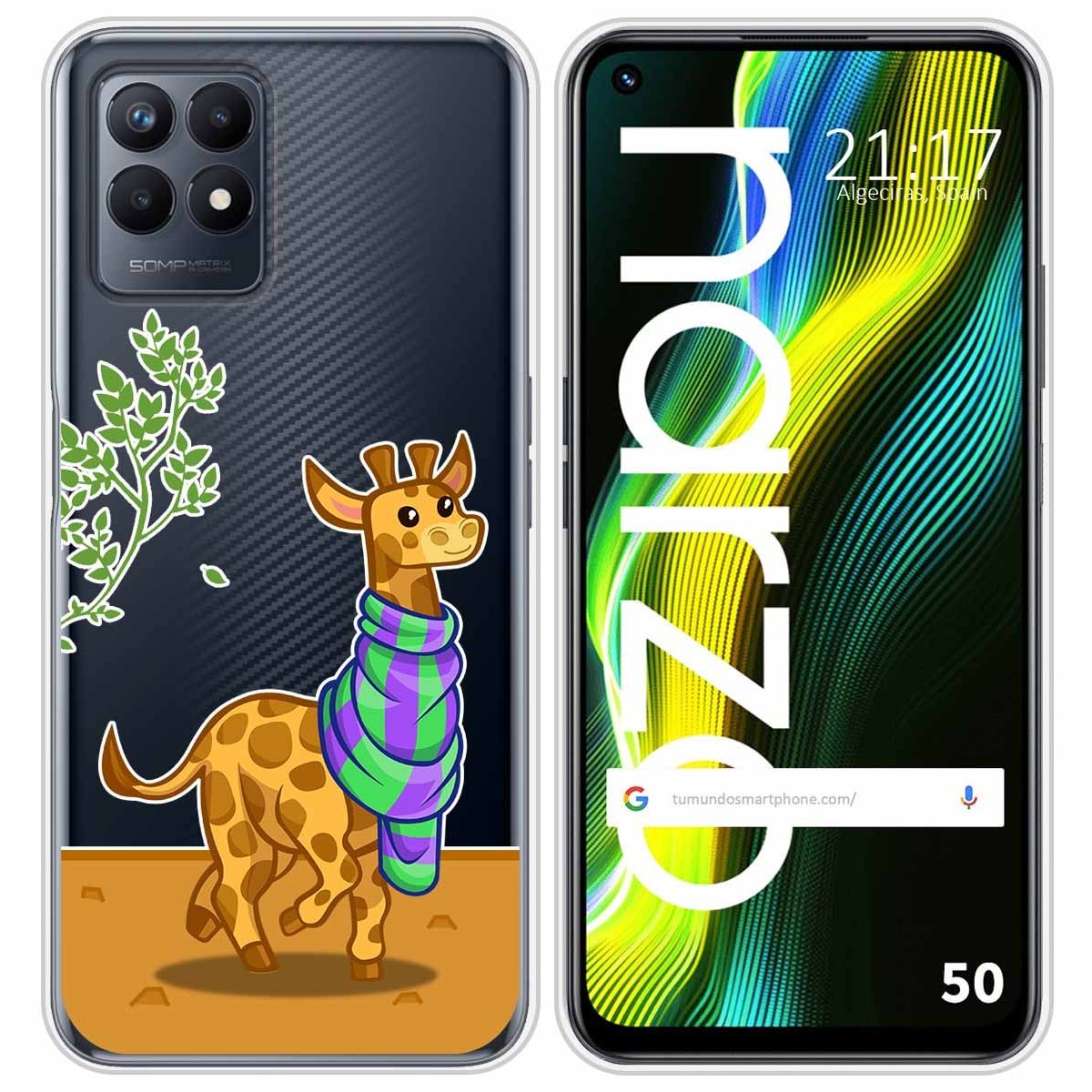 Funda Silicona Transparente para Realme Narzo 50 diseño Jirafa Dibujos