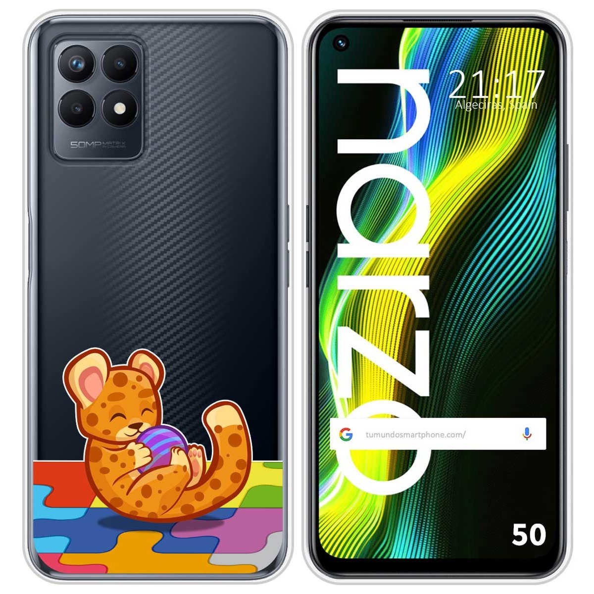Funda Silicona Transparente para Realme Narzo 50 diseño Leopardo Dibujos