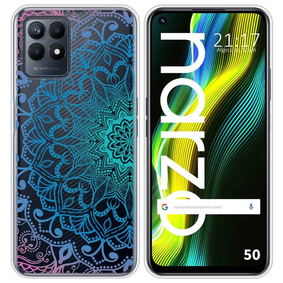 Funda Silicona Transparente para Realme Narzo 50 diseño Mandala Dibujos