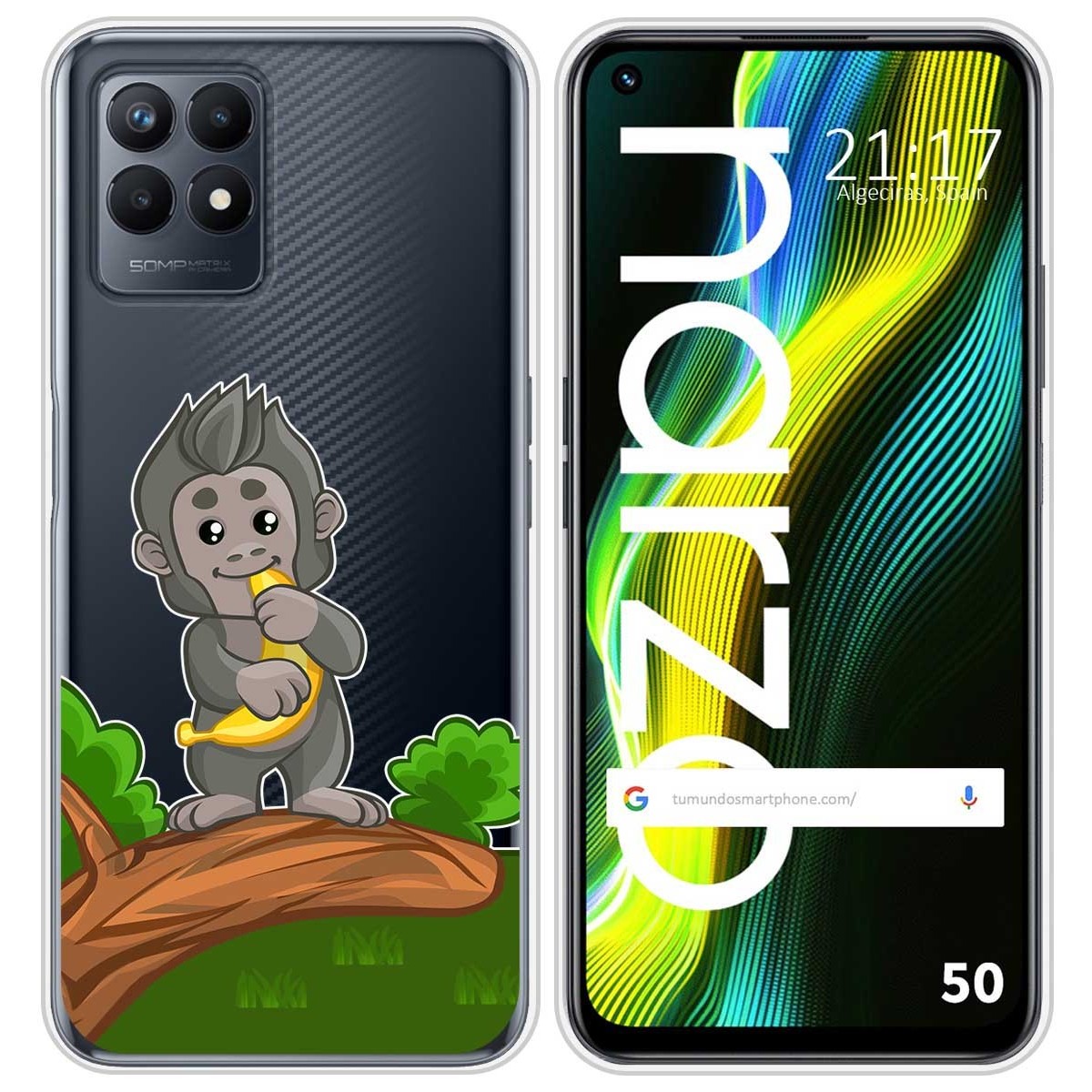 Funda Silicona Transparente para Realme Narzo 50 diseño Mono Dibujos