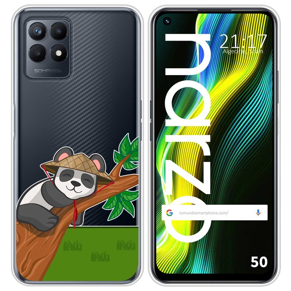 Funda Silicona Transparente para Realme Narzo 50 diseño Panda Dibujos