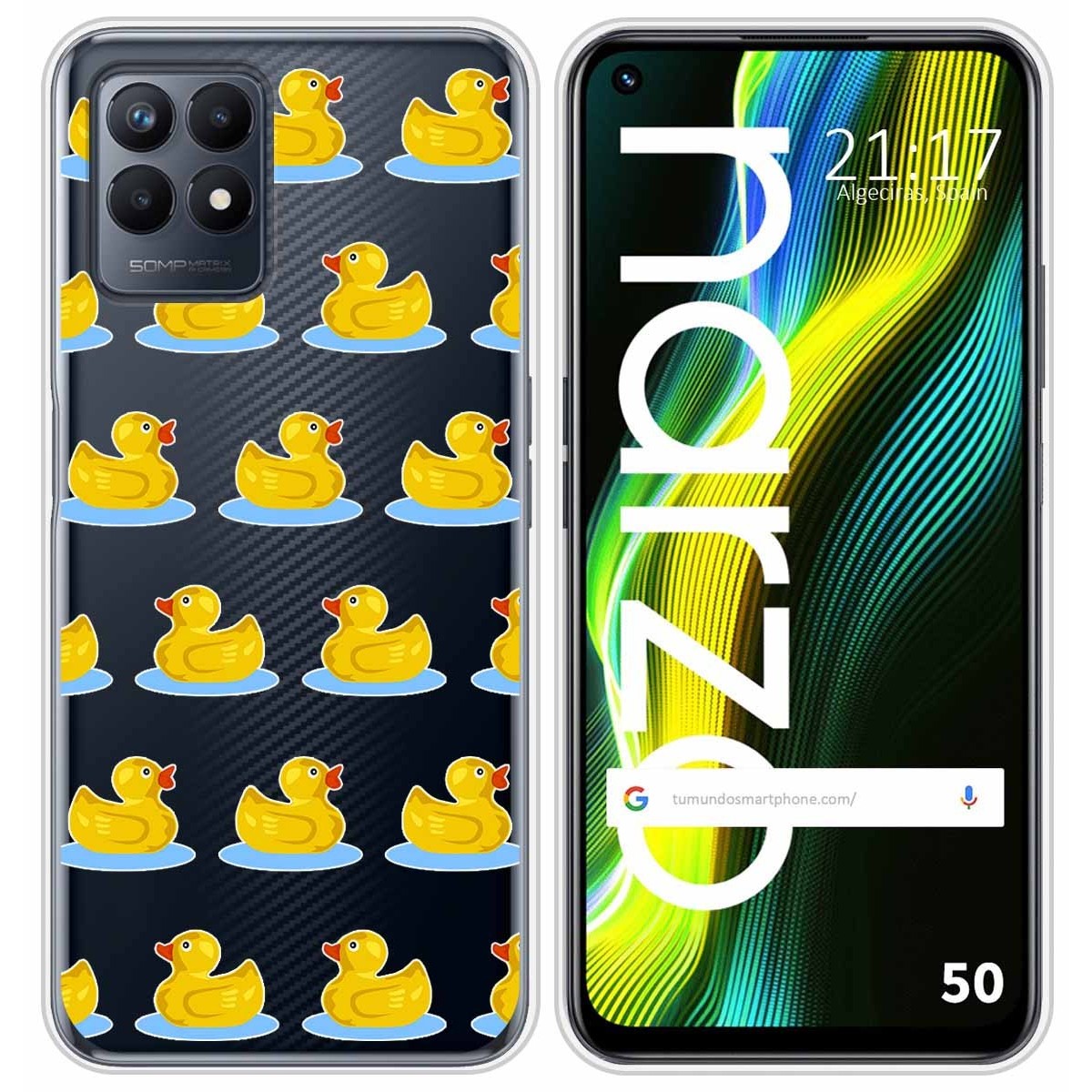 Funda Silicona Transparente para Realme Narzo 50 diseño Pato Dibujos