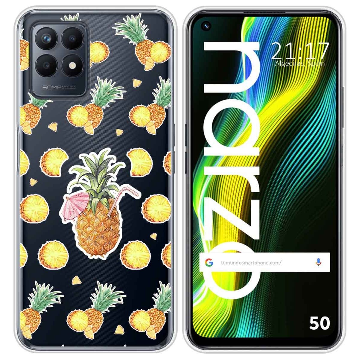 Funda Silicona Transparente para Realme Narzo 50 diseño Piña Dibujos