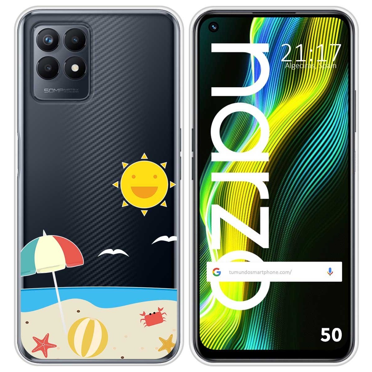 Funda Silicona Transparente para Realme Narzo 50 diseño Playa Dibujos