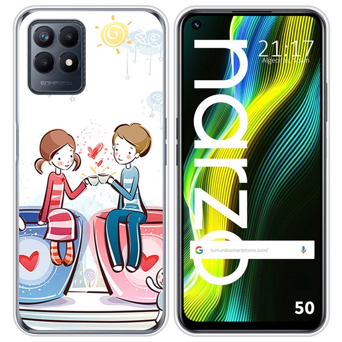 Funda Silicona para Realme Narzo 50 diseño Café Dibujos