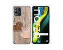 Funda Silicona para Realme Narzo 50 diseño Corazones Madera Dibujos
