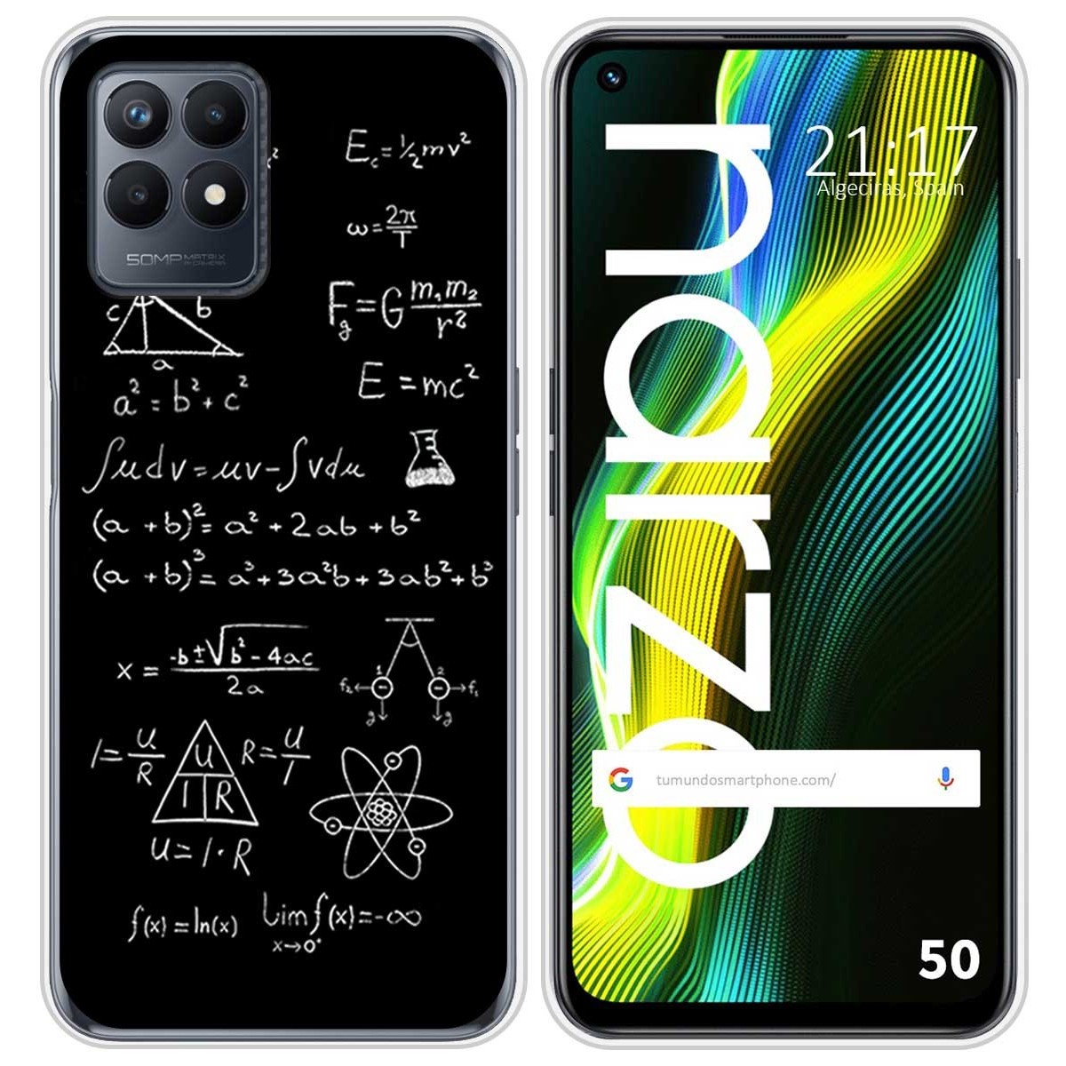 Funda Silicona para Realme Narzo 50 diseño Formulas Dibujos
