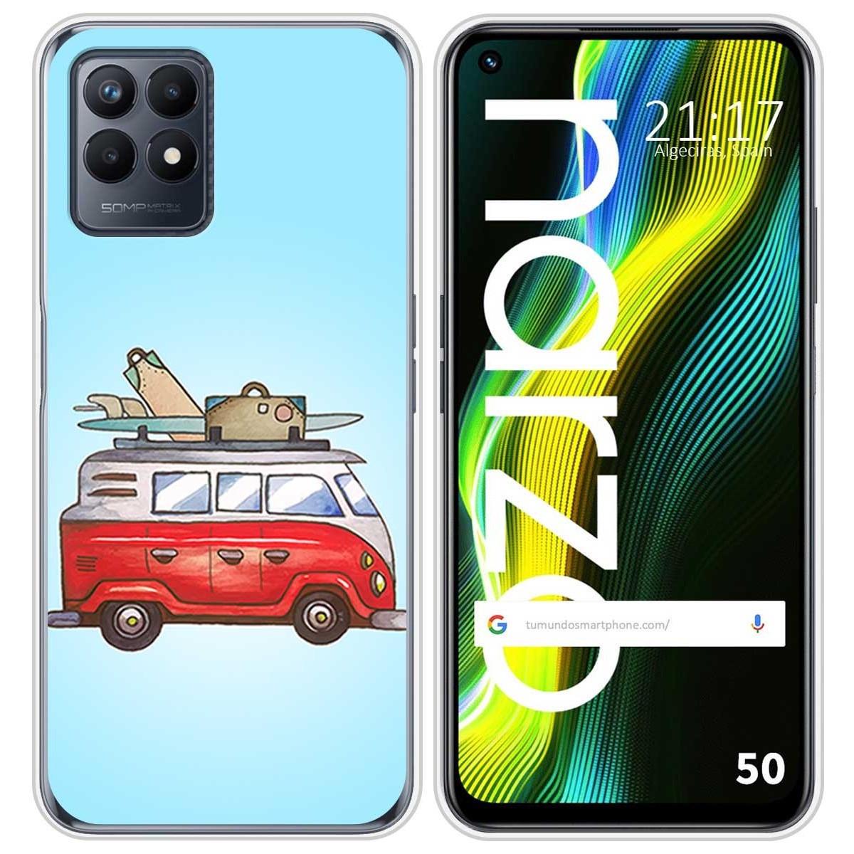 Funda Silicona para Realme Narzo 50 diseño Furgoneta Dibujos