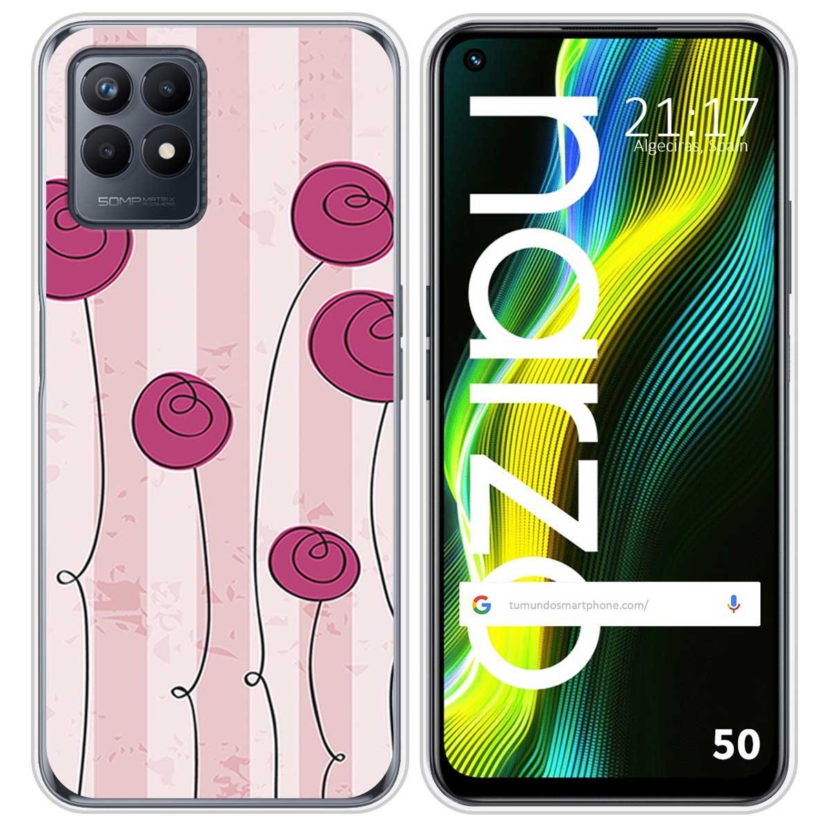 Funda Silicona para Realme Narzo 50 diseño Flores Vintage Dibujos