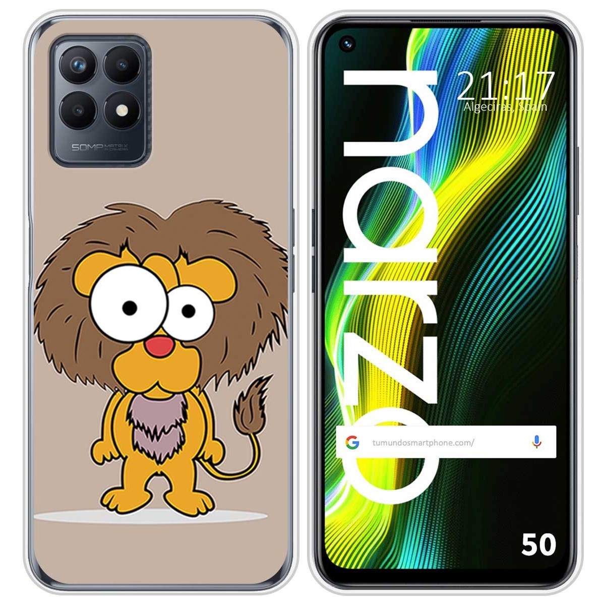 Funda Silicona para Realme Narzo 50 diseño Leon Dibujos