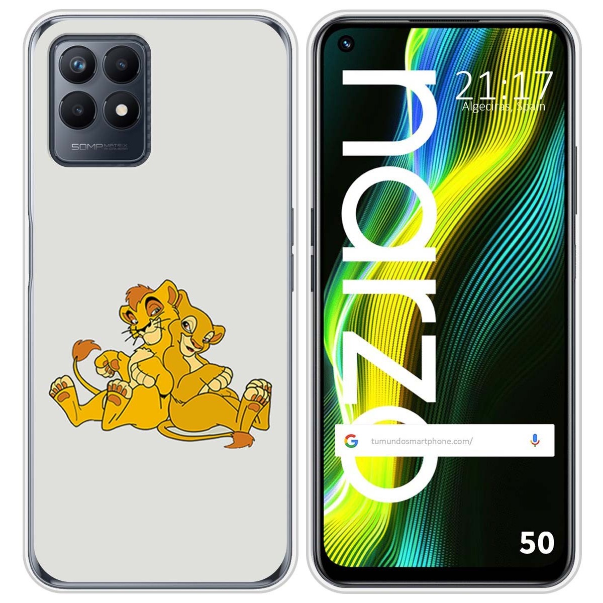 Funda Silicona para Realme Narzo 50 diseño Leones Dibujos